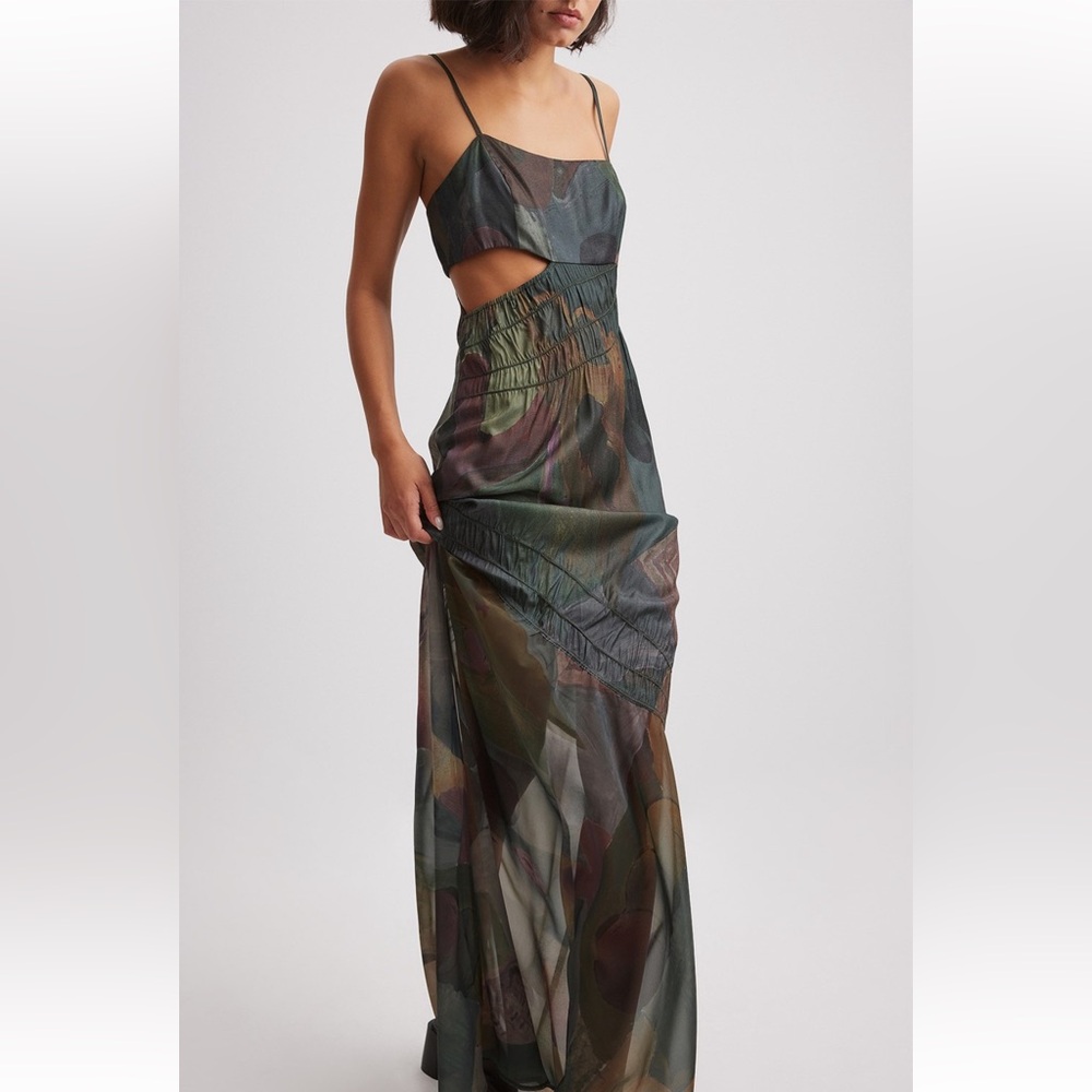 NWT- NA-KD Ruched Satin Maxi Dress